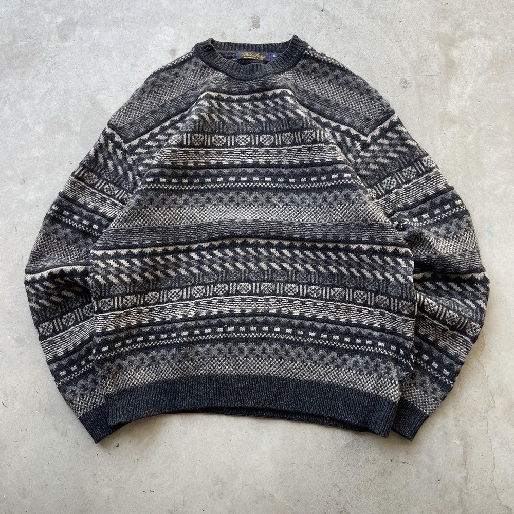 Vintage Brooks Brothers Sweater Wool Fair Isle Knit Fisherman USA Made Men's L